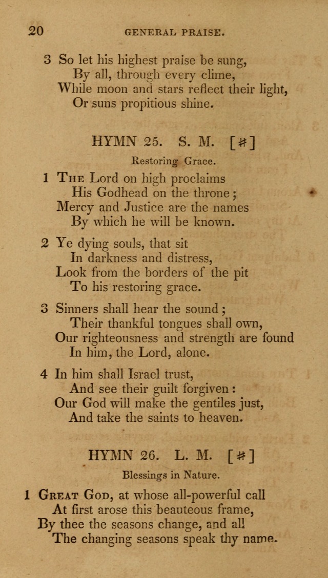 The New Hymn Book, Designed for Universalist Societies: compiled from approved authors, with variations and additions (9th ed.) page 20
