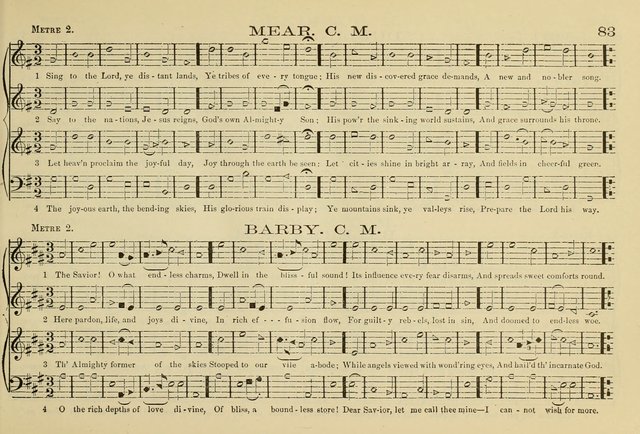 The New Harmonia Sacra: a compilation of genuine church music comprising a great variety of metres, harmonized for four voices (Eighteenth Edition) page 44