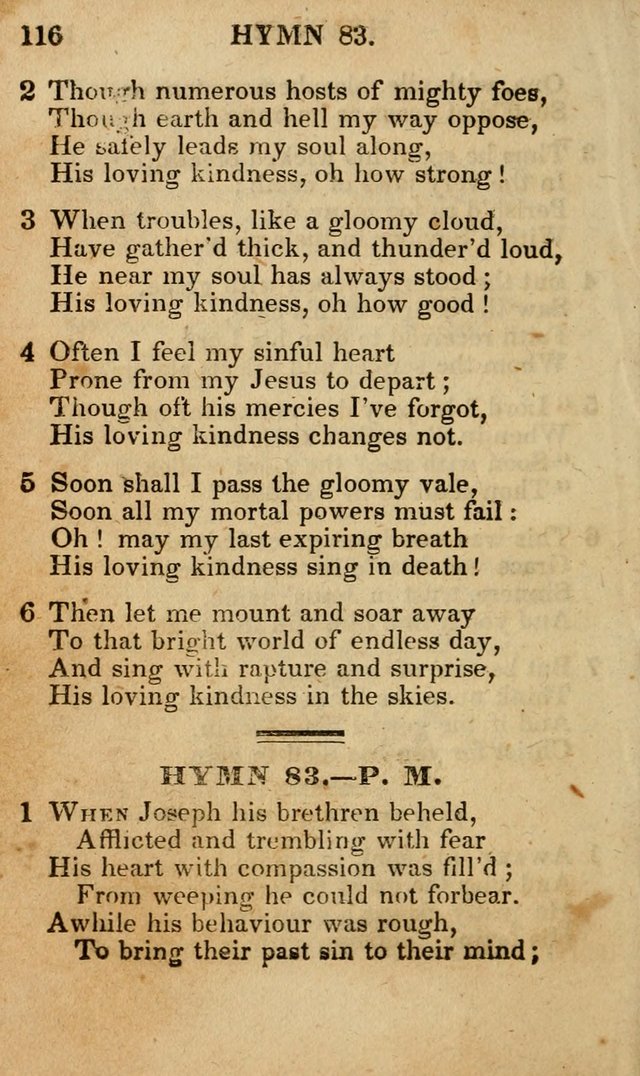 The New and Improved Camp Meeting Hymn Book; being a choice selection of hymns from the most approved authors designed to aid in the public and private devotion of Christians (4th ed. Stereotype) page 118