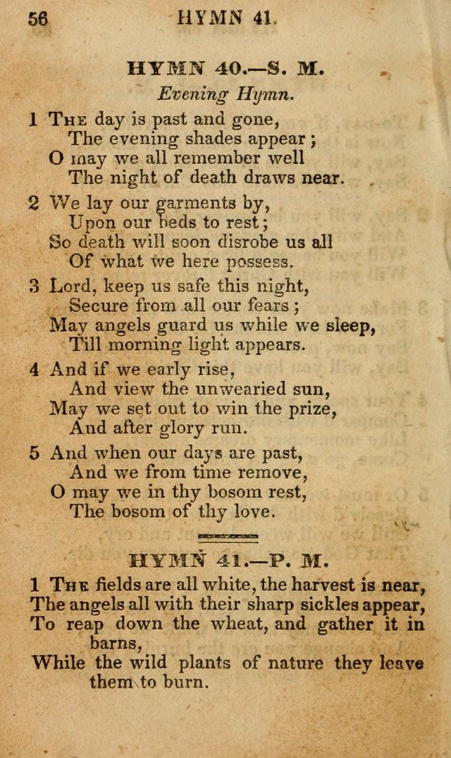 The New and Improved Camp Meeting Hymn Book; being a choice selection of hymns from the most approved authors designed to aid in the public and private devotion of Christians (4th ed. Stereotype) page 56