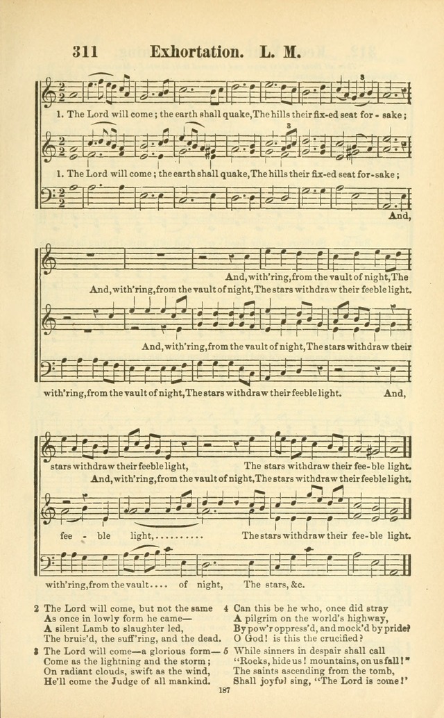 The New Jubilee Harp: or Christian hymns and songs. a new collection of hymns and tunes for public and social worship (With supplement) page 187