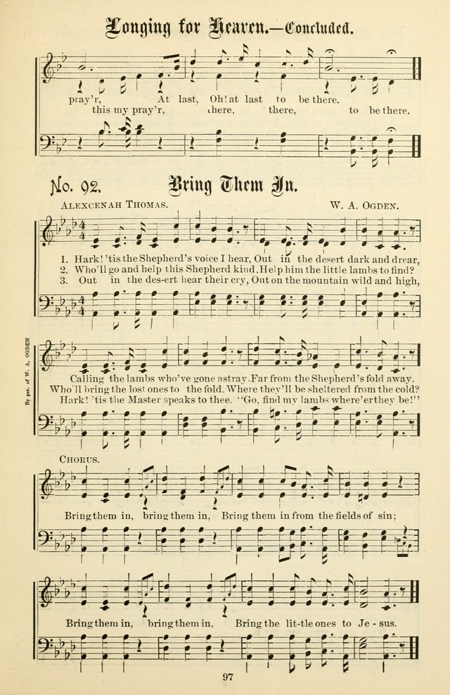 The New Song: for the Sunday school, societies of Christian Endeavor, and other religious exercises page 97
