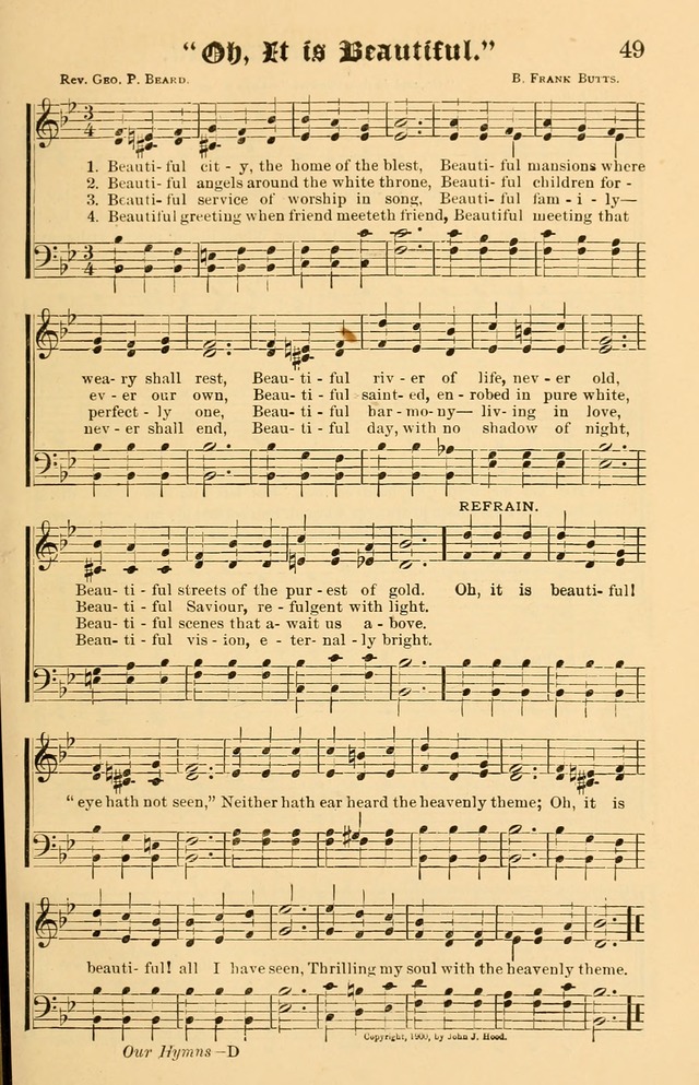 Our Hymns: compiled for use in the services of the Baptist Temple page 49