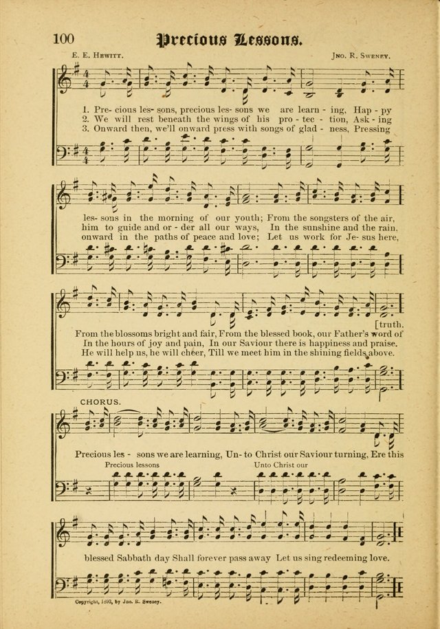 Our Praise in Song: a collection of hymns and sacred melodies, adapted for use by Sunday schools, Endeavor societies, Epworth Leagues, evangelists, pastors, choristers, etc. page 100