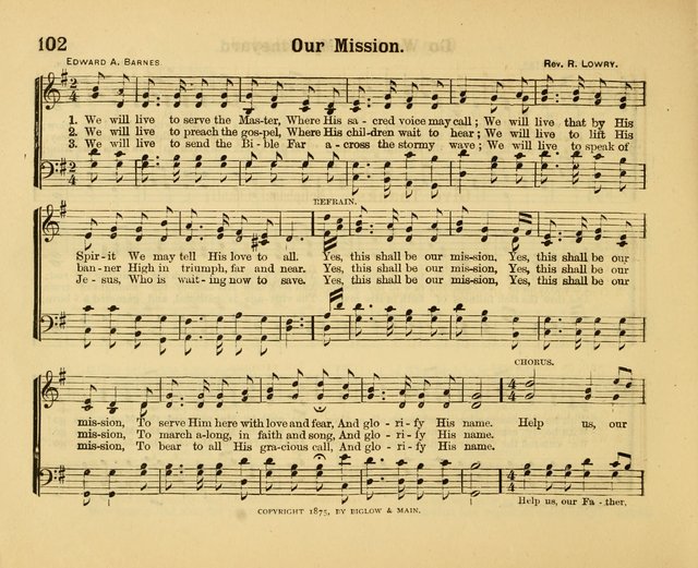 Our Song Book: a collection of songs selected and edited expressly for the Sunday School of the First Baptist Peddie Memorial Church, Newark, N. J. page 101