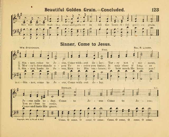 Our Song Book: a collection of songs selected and edited expressly for the Sunday School of the First Baptist Peddie Memorial Church, Newark, N. J. page 122
