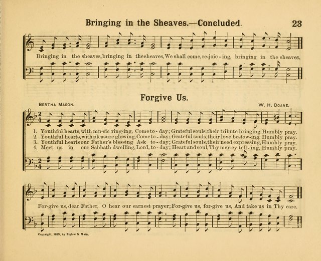Our Song Book: a collection of songs selected and edited expressly for the Sunday School of the First Baptist Peddie Memorial Church, Newark, N. J. page 22