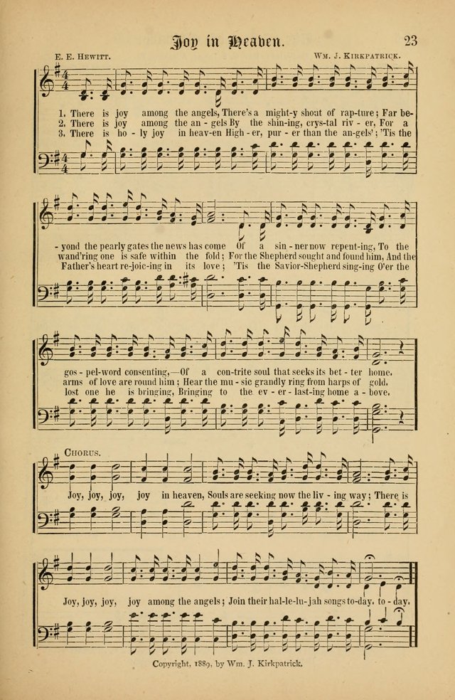 The Peacemaker: a collection of sacred songs and hymns for use in all services of the church, Sunday-school, home circle, and all kinds of evangelistic work page 23