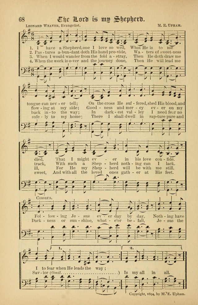 The Peacemaker: a collection of sacred songs and hymns for use in all services of the church, Sunday-school, home circle, and all kinds of evangelistic work page 68