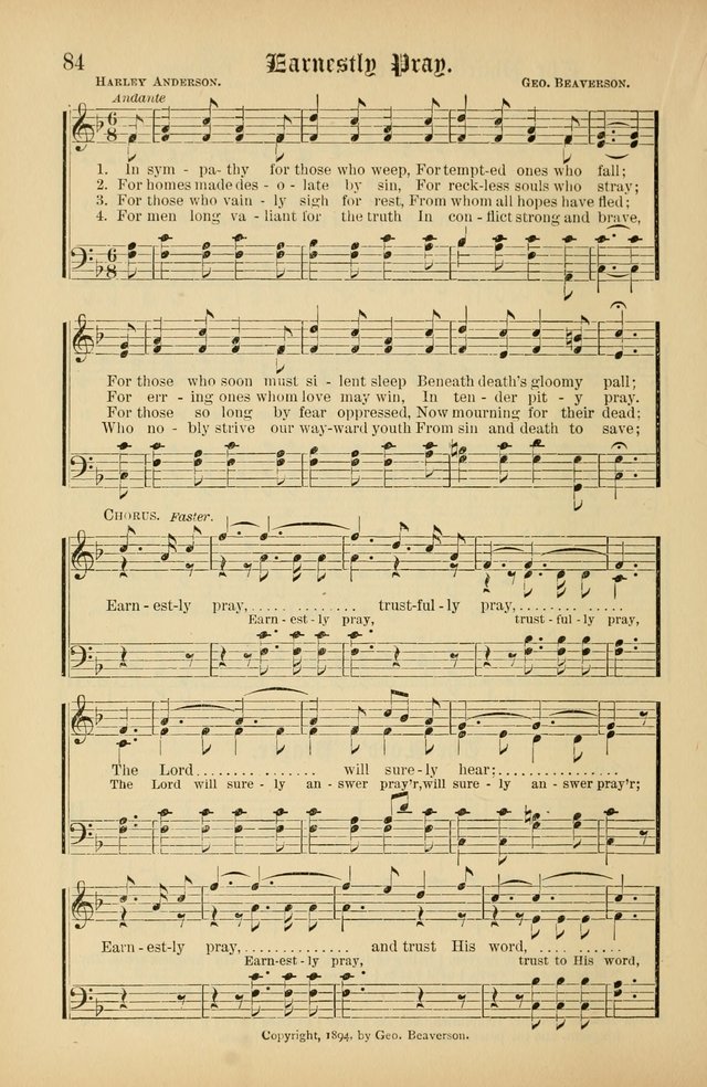 The Peacemaker: a collection of sacred songs and hymns for use in all services of the church, Sunday-school, home circle, and all kinds of evangelistic work page 84