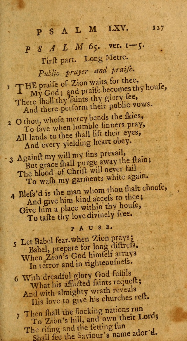 Psalms, carefully suited to the Christian worship in the United States of America: being an improvement of the old version of the Psalms of David ; allowed by the reverend Synod of New York and Philad page 127