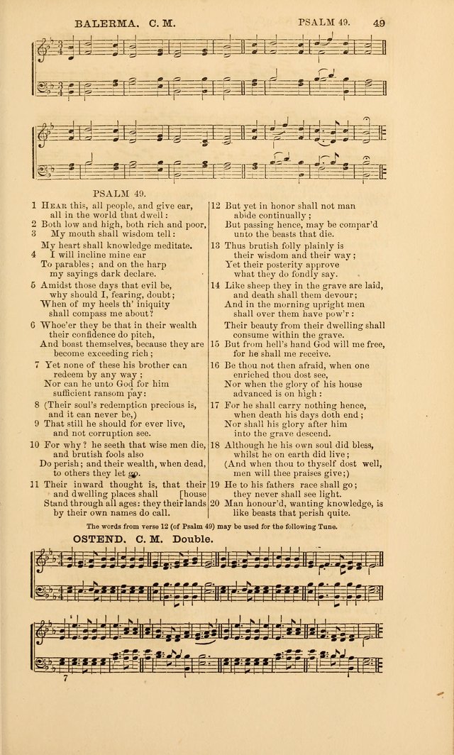 The Psalms of David: with a selection of standard music appropriately arranged according to sentiment of each Psalm or portion of Psalm (8th ed.) page 49