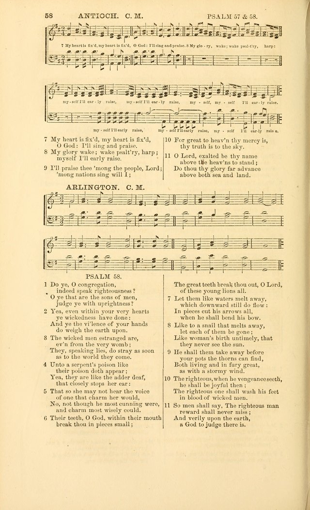 The Psalms of David: with a selection of standard music appropriately arranged according to sentiment of each Psalm or portion of Psalm (8th ed.) page 58