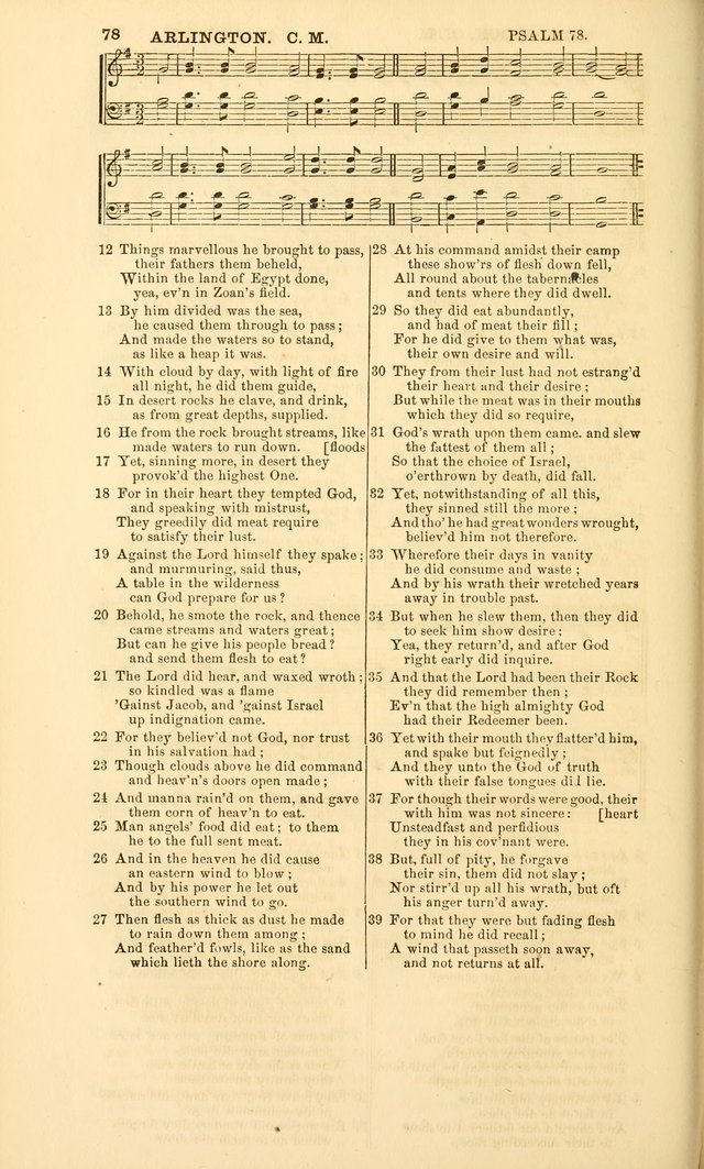 The Psalms of David: with a selection of standard music appropriately arranged according to sentiment of each Psalm or portion of Psalm (8th ed.) page 78