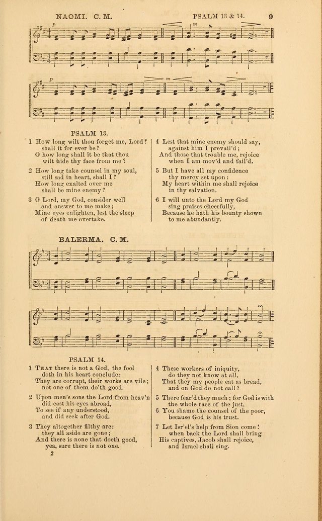 The Psalms of David: with a selection of standard music appropriately arranged according to sentiment of each Psalm or portion of Psalm (8th ed.) page 9