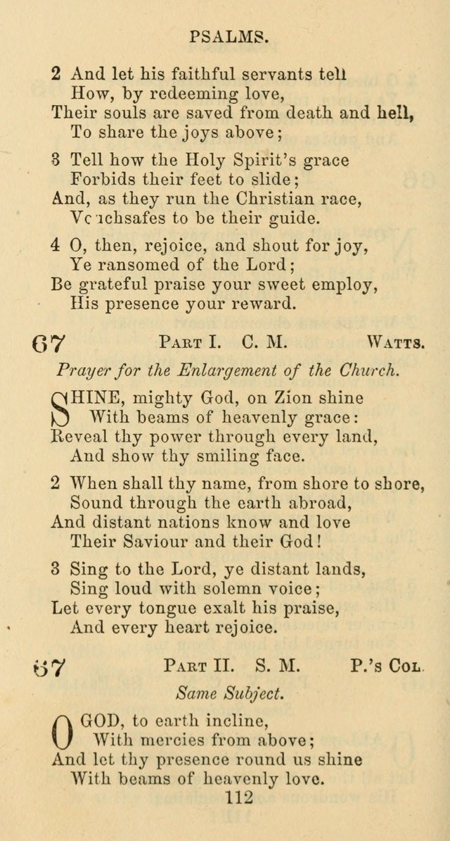Psalms and Hymns: adapted to social, private and public worship in the Cumberland Presbyterian Chruch page 112