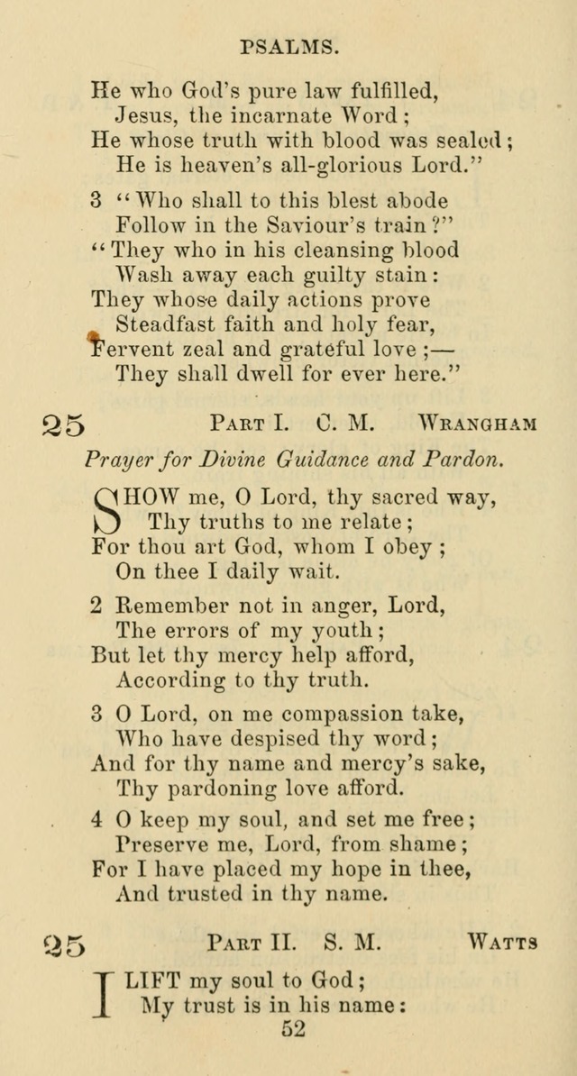 Psalms and Hymns: adapted to social, private and public worship in the Cumberland Presbyterian Chruch page 52