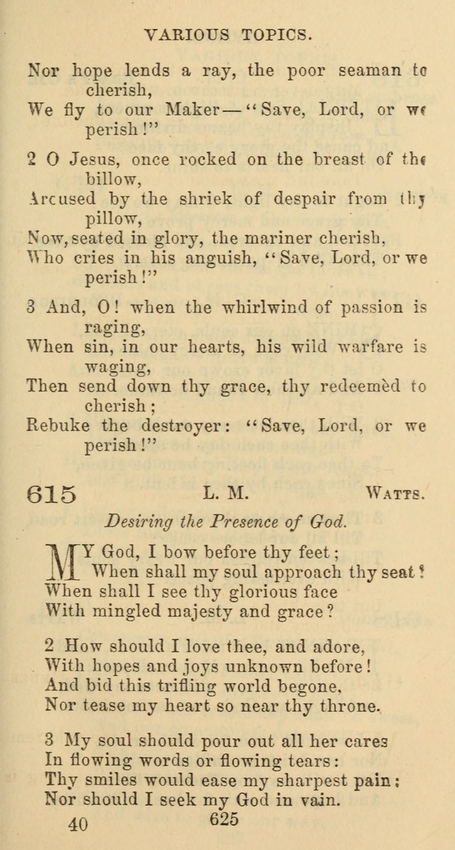 Psalms and Hymns: adapted to social, private and public worship in the Cumberland Presbyterian Chruch page 625