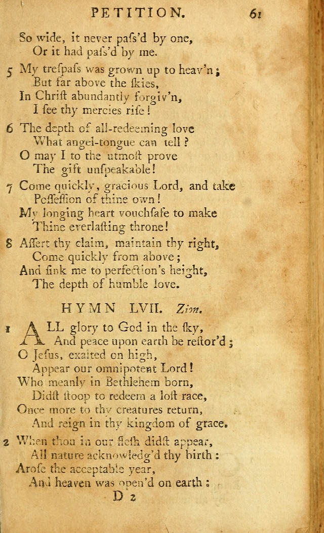 A Pocket hymn-book, designed as a constant companion for the pious: collected from various authors (11th ed.) page 61
