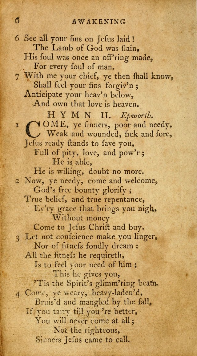 A Pocket Hymn Book, Designed as a Constant Companion for the Pious,  Collected from Various Authors. 28th ed. page 6