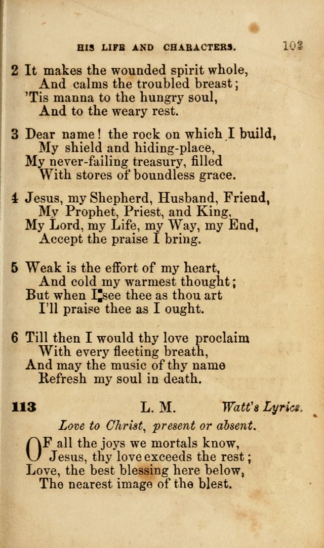 Pocket Hymns: original and selected. designed for the use of the regular Baptist church, and all who love our Lord Jesus Christ page 103