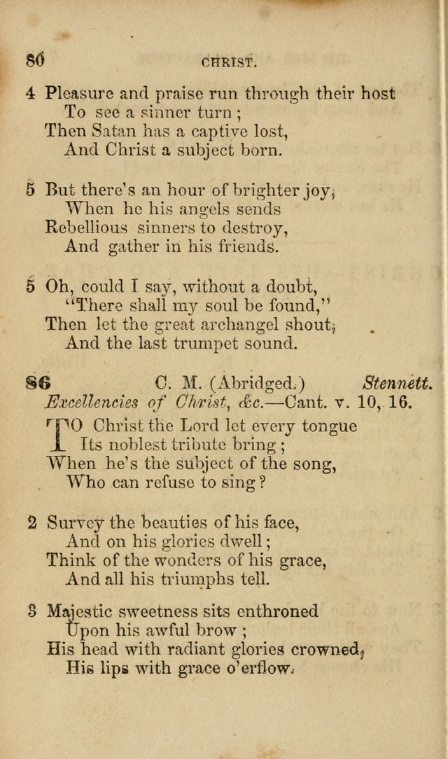 Pocket Hymns: original and selected. designed for the use of the regular Baptist church, and all who love our Lord Jesus Christ page 80
