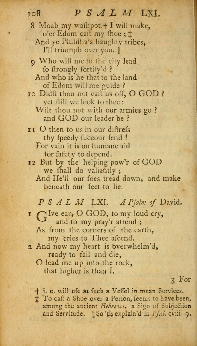 The Psalms, Hymns and Spiritual Songs of the Old and New Testament, faithully translated into English metre: being the New England Psalm Book (Rev. and Improved) page 108