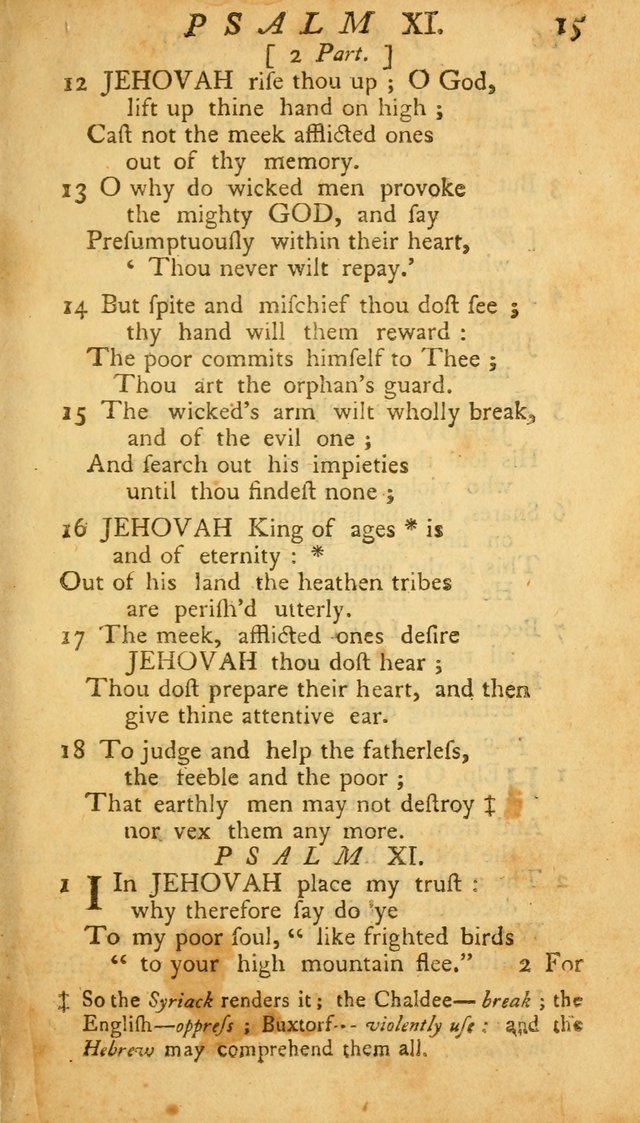 The Psalms, Hymns and Spiritual Songs of the Old and New Testament, faithully translated into English metre: being the New England Psalm Book (Rev. and Improved) page 15