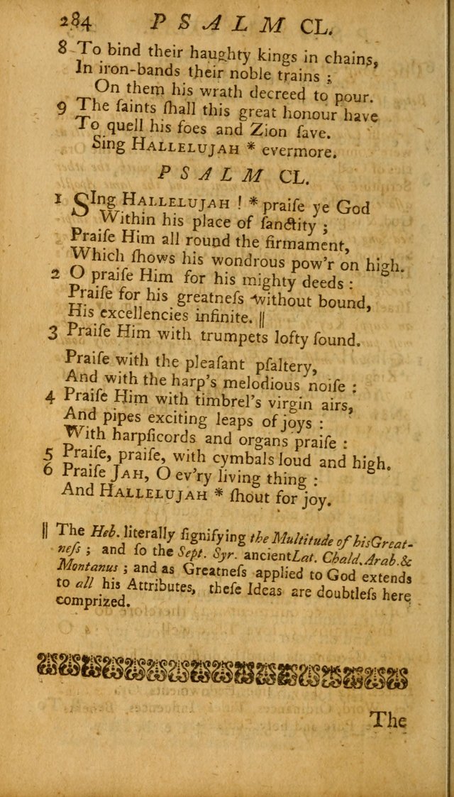 The Psalms, Hymns and Spiritual Songs of the Old and New Testament, faithully translated into English metre: being the New England Psalm Book (Rev. and Improved) page 284