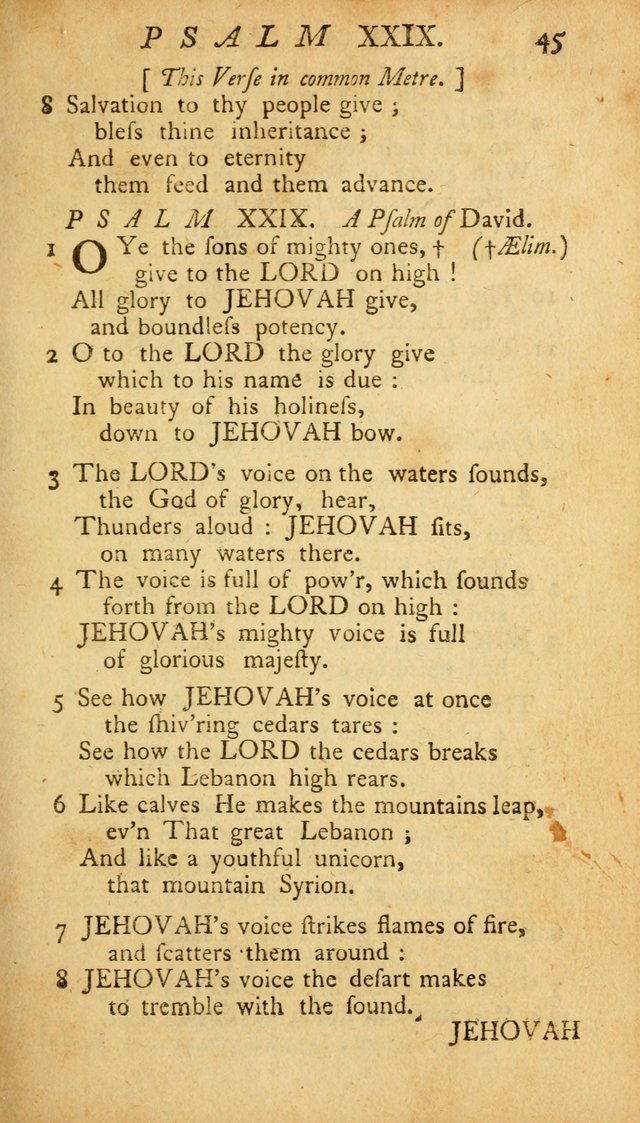 The Psalms, Hymns and Spiritual Songs of the Old and New Testament, faithully translated into English metre: being the New England Psalm Book (Rev. and Improved) page 45