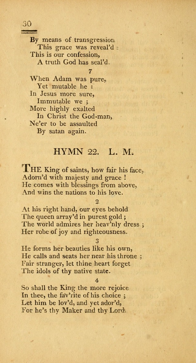 Psalms, Hymns and Spiritual Songs: selected and designed for the use of  the church universal, in public and private devotion; with an appendix, containing the original hymns omitted in the last ed. page 30