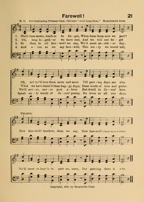 Primary Songs No. 2: for the primary class in the sabbath school and for use in the home, the kindergarten and day school page 21