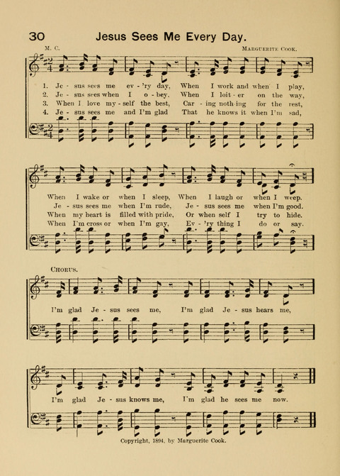 Primary Songs No. 2: for the primary class in the sabbath school and for use in the home, the kindergarten and day school page 30