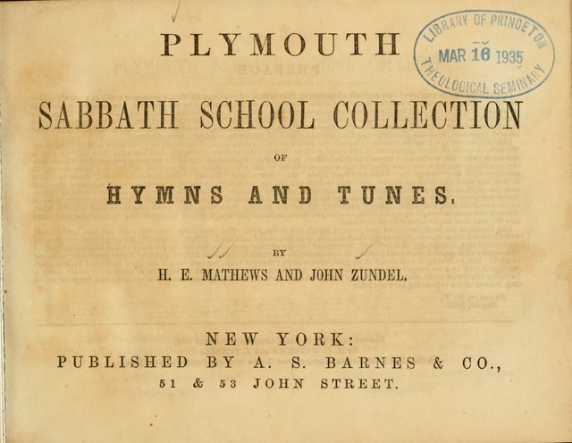 Plymouth Sabbath School Collection: or, Hymns and Tunes page 1
