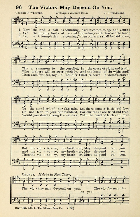 Quartets and Choruses for Men: A Collection of New and Old Gospel Songs to which is added Patriotic, Prohibition and Entertainment Songs page 98