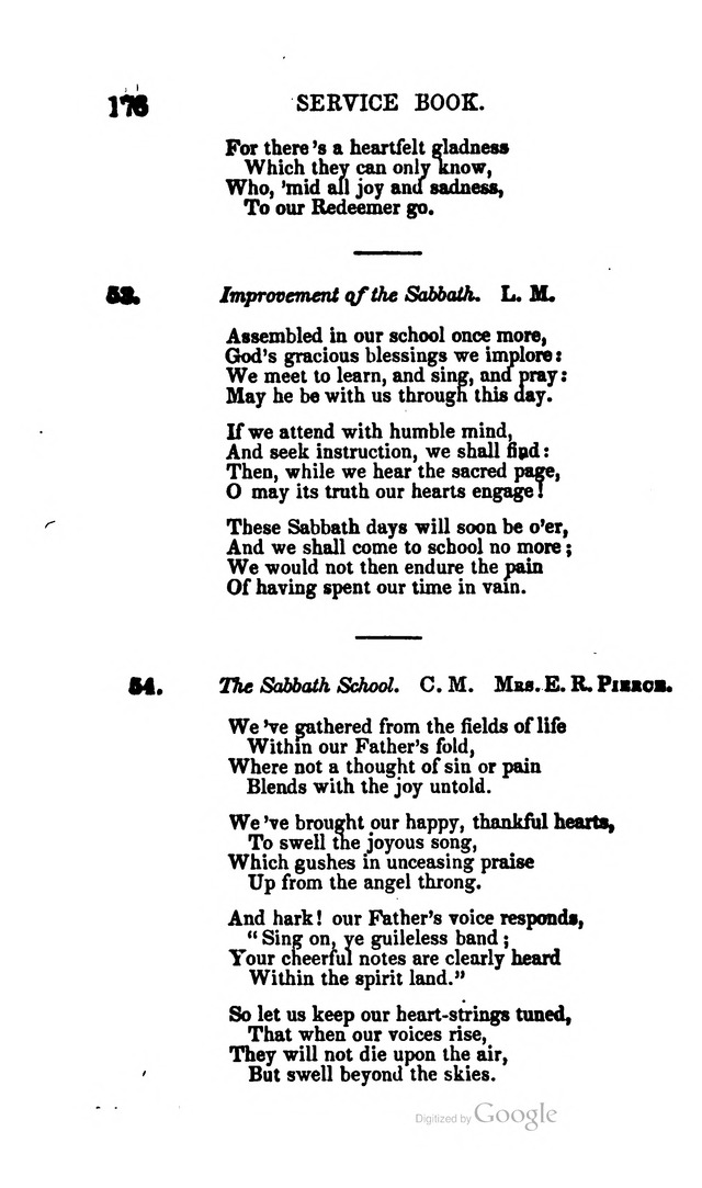 A Service Book: with a selection of tunes and hymns for Sabbath schools (6th ed.) page 176