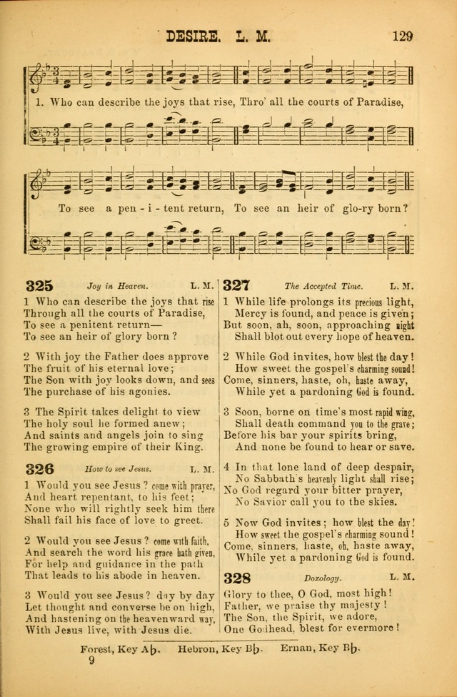 Songs of Devotion for Christian Assocations: a collection of psalms, hymns, spiritual songs, with music for chuch services, prayer and conference meetings, religious conventions, and family worship. page 129