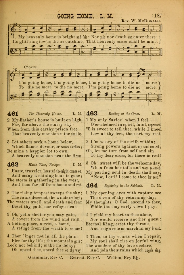 Songs of Devotion for Christian Assocations: a collection of psalms, hymns, spiritual songs, with music for chuch services, prayer and conference meetings, religious conventions, and family worship. page 187