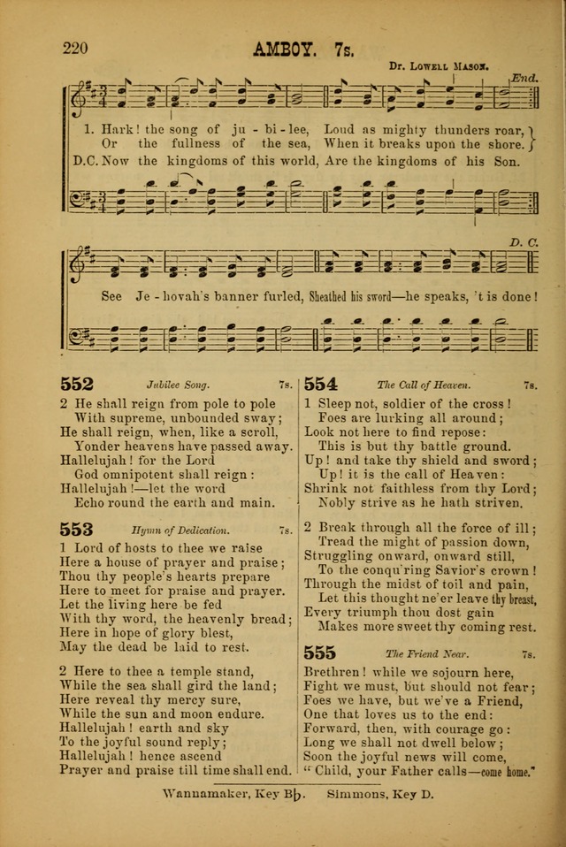 Songs of Devotion for Christian Assocations: a collection of psalms, hymns, spiritual songs, with music for chuch services, prayer and conference meetings, religious conventions, and family worship. page 220