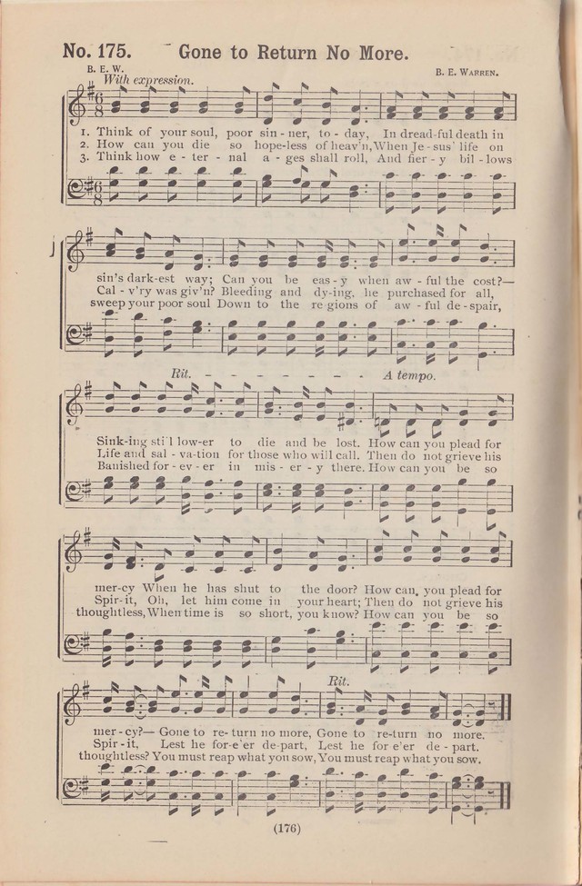 Salvation Echoes: a new collection of spiritual songs; hymning the tidings of full salvation page 176