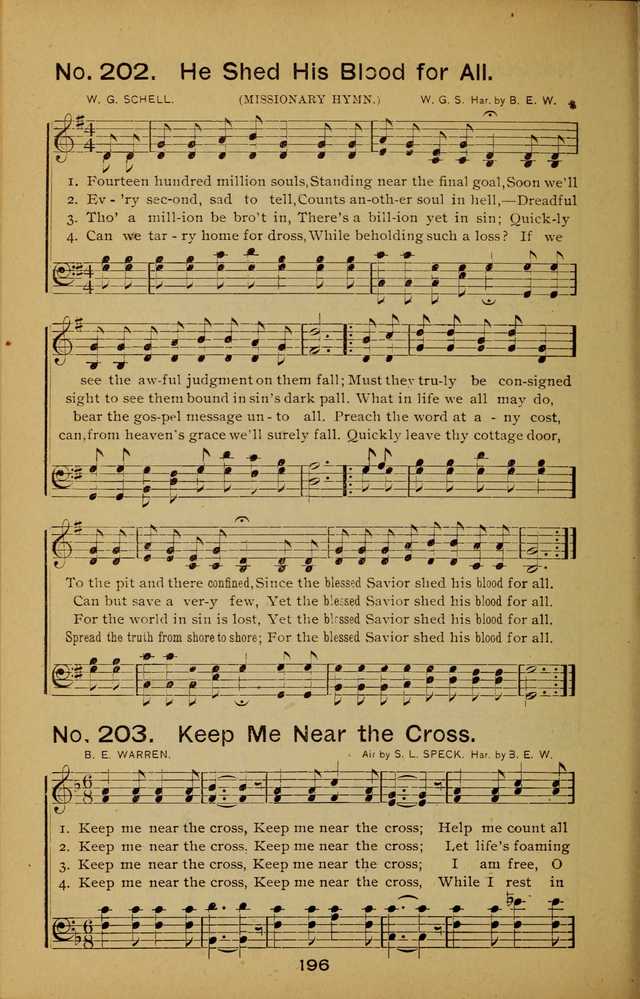 Songs of the Evening Light: for Sunday schools, missionary and revival meetings and gospel work in general page 196