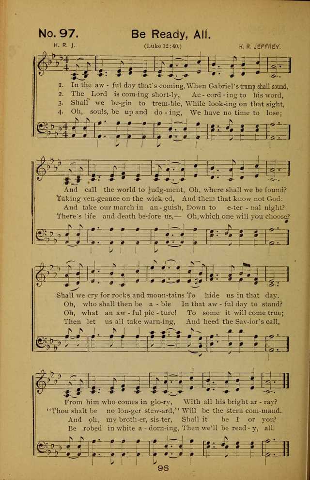 Songs of the Evening Light: for Sunday schools, missionary and revival meetings and gospel work in general page 98