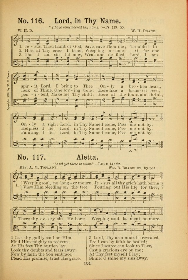 Select Gems: a choice collection of popular hymns and music for use in prayer meetings, the home and Sunday schools page 101