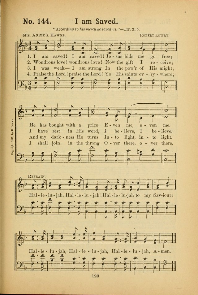 Select Gems: a choice collection of popular hymns and music for use in prayer meetings, the home and Sunday schools page 123