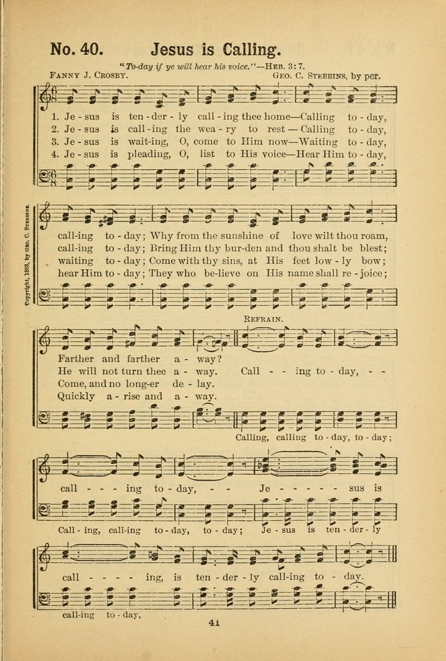 Select Gems: a choice collection of popular hymns and music for use in prayer meetings, the home and Sunday schools page 41