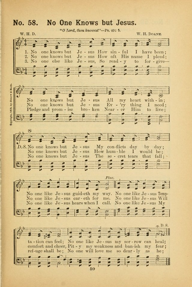 Select Gems: a choice collection of popular hymns and music for use in prayer meetings, the home and Sunday schools page 59