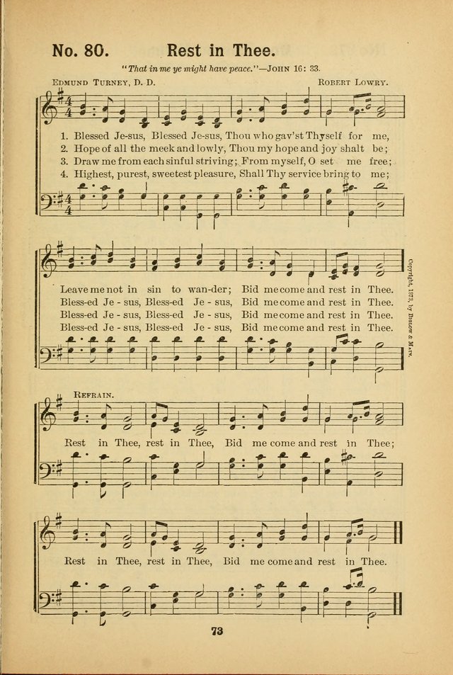 Select Gems: a choice collection of popular hymns and music for use in prayer meetings, the home and Sunday schools page 73