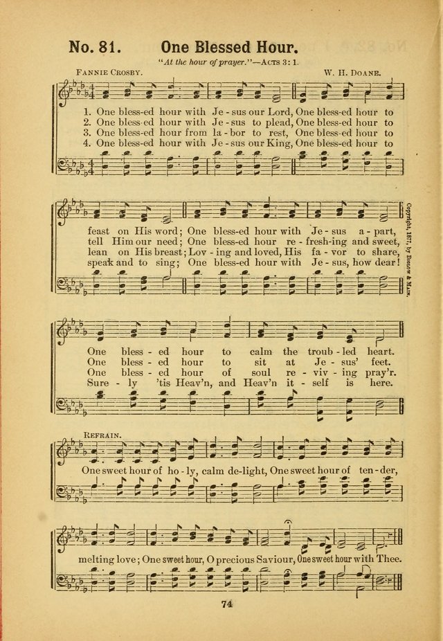 Select Gems: a choice collection of popular hymns and music for use in prayer meetings, the home and Sunday schools page 74