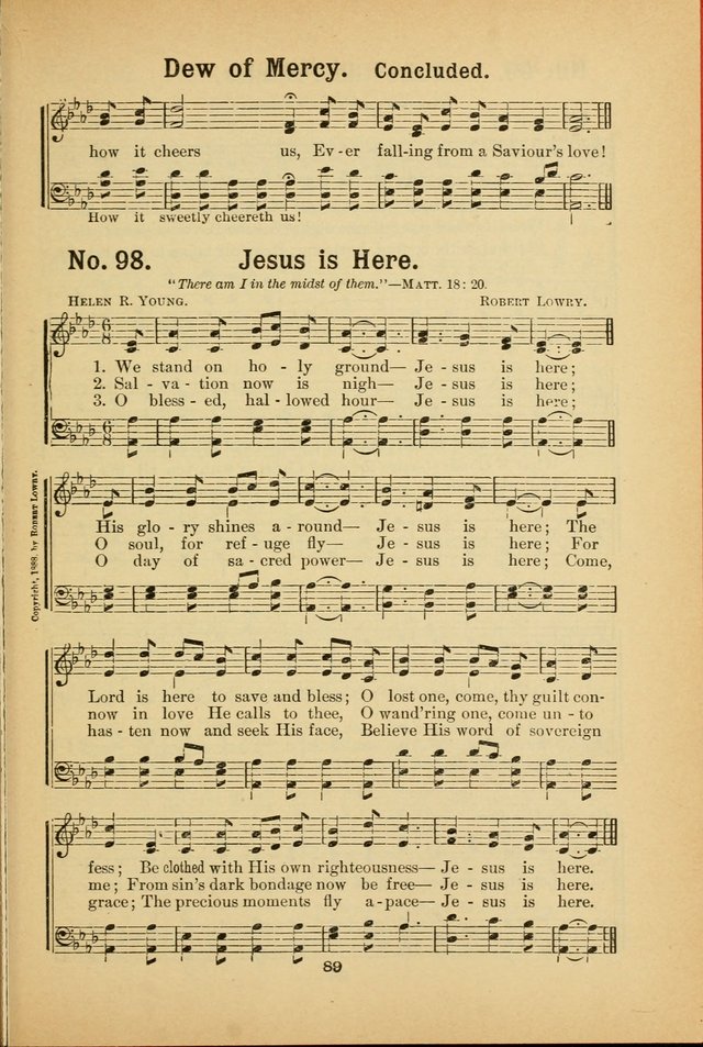 Select Gems: a choice collection of popular hymns and music for use in prayer meetings, the home and Sunday schools page 89