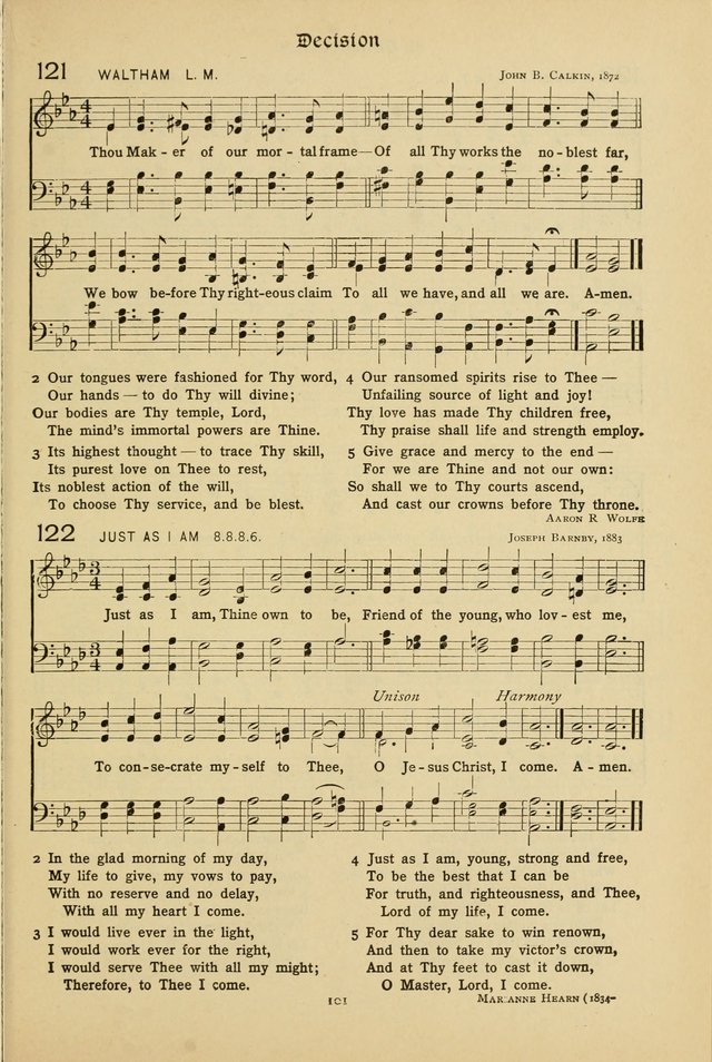 The School Hymnal: a book of worship for young people page 101